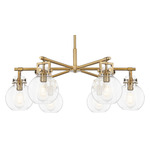 Newton Sphere Chandelier - Brushed Brass / Clear