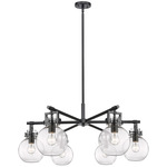 Newton Sphere Chandelier - Matte Black / Clear