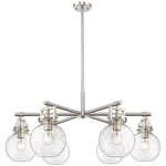Newton Sphere Chandelier - Satin Nickel / Clear