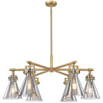 Newton Cone Chandelier - Brushed Brass / Light Smoke