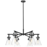 Newton Cone Chandelier - Matte Black / Clear