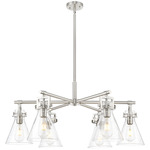Newton Cone Chandelier - Satin Nickel / Seedy