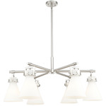 Newton Cone Chandelier - Satin Nickel / White
