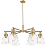 Newton Bell Chandelier - Brushed Brass / Clear