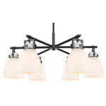 Newton Bell Chandelier - Matte Black / White