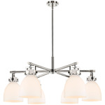 Newton Bell Chandelier - Polished Nickel / White
