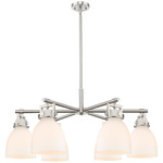 Newton Bell Chandelier - Satin Nickel / White
