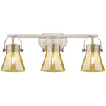 Pilaster II Cone Bathroom Vanity Light - Satin Nickel / Mercury