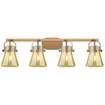 Pilaster II Cone Bathroom Vanity Light - Brushed Brass / Mercury