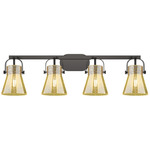 Pilaster II Cone Bathroom Vanity Light - Matte Black / Mercury