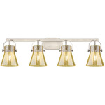 Pilaster II Cone Bathroom Vanity Light - Satin Nickel / Mercury