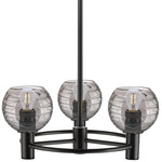 Crown Point 434 Cylinder Chandelier - Matte Black / Light Smoke