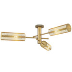 Crown Point Triple Semi Flush Ceiling Light - Brushed Brass / Mercury
