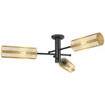 Crown Point Triple Semi Flush Ceiling Light - Matte Black / Mercury