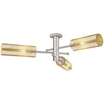 Crown Point Triple Semi Flush Ceiling Light - Satin Nickel / Mercury
