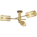 Crown Point Triple Semi Flush Ceiling Light - Brushed Brass / Mercury