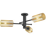 Crown Point Triple Semi Flush Ceiling Light - Matte Black / Mercury