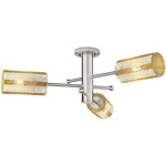 Crown Point Triple Semi Flush Ceiling Light - Satin Nickel / Mercury