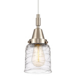 Bell 447 Small Cord Pendant - Brushed Satin Nickel / Clear Swirl