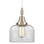 Bell 447 Wide Cord Pendant - Brushed Satin Nickel / Clear
