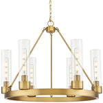 Boreas Chandelier - Brushed Brass / Clear