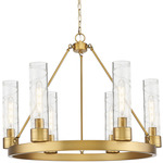 Boreas Chandelier - Brushed Brass / Clear Swirl