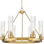 Boreas Chandelier - Brushed Brass / Striped Clear