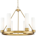 Boreas Chandelier - Brushed Brass / White