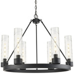 Boreas Chandelier - Matte Black / Clear Swirl