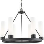 Boreas Chandelier - Matte Black / Striped White