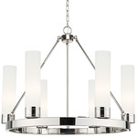 Boreas Chandelier - Polished Nickel / Striped White