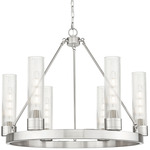 Boreas Chandelier - Satin Nickel / Striped Clear