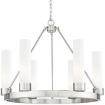 Boreas Chandelier - Satin Nickel / Striped White
