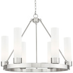 Boreas Chandelier - Satin Nickel / White