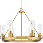 Boreas Chandelier - Brushed Brass / Clear