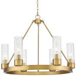 Boreas Chandelier - Brushed Brass / Striped Clear