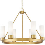 Boreas Chandelier - Brushed Brass / Striped White