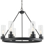 Boreas Chandelier - Matte Black / Clear Swirl