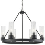 Boreas Chandelier - Matte Black / Striped Clear