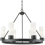 Boreas Chandelier - Matte Black / Striped White