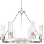Boreas Chandelier - Satin Nickel / Striped Clear