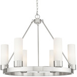 Boreas Chandelier - Satin Nickel / Striped White
