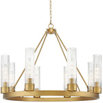 Boreas Chandelier - Brushed Brass / Striped Clear