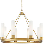 Boreas Chandelier - Brushed Brass / Striped White