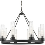 Boreas Chandelier - Matte Black / Striped Clear