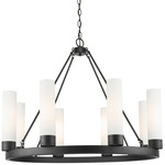 Boreas Chandelier - Matte Black / Striped White