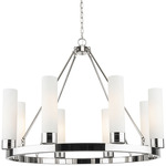 Boreas Chandelier - Polished Nickel / Striped White