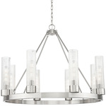 Boreas Chandelier - Satin Nickel / Striped Clear
