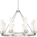 Boreas Chandelier - Satin Nickel / Striped White