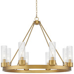 Boreas Chandelier - Brushed Brass / Striped Clear